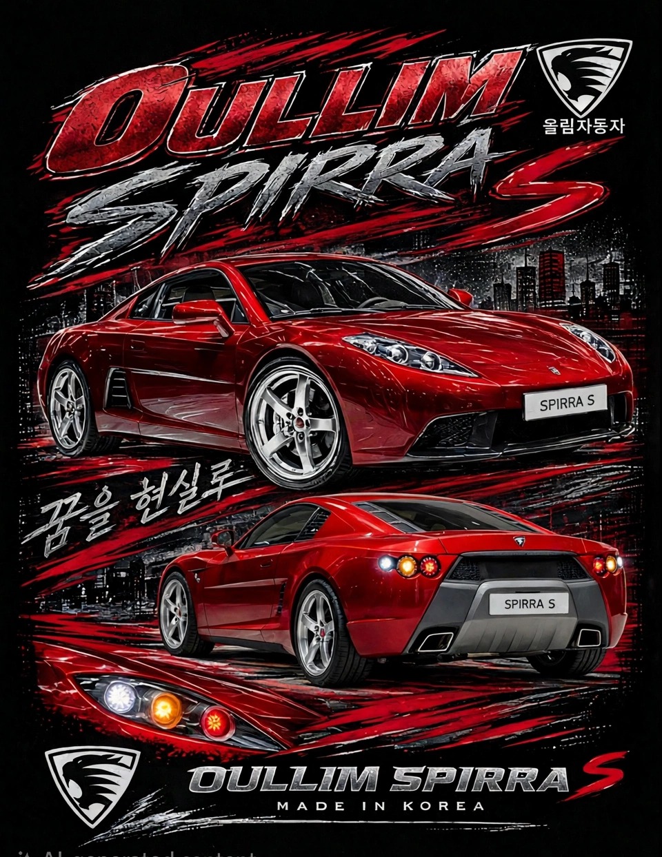 Spirra S Red panel tee design: front and rear studio views of the red Spirra S