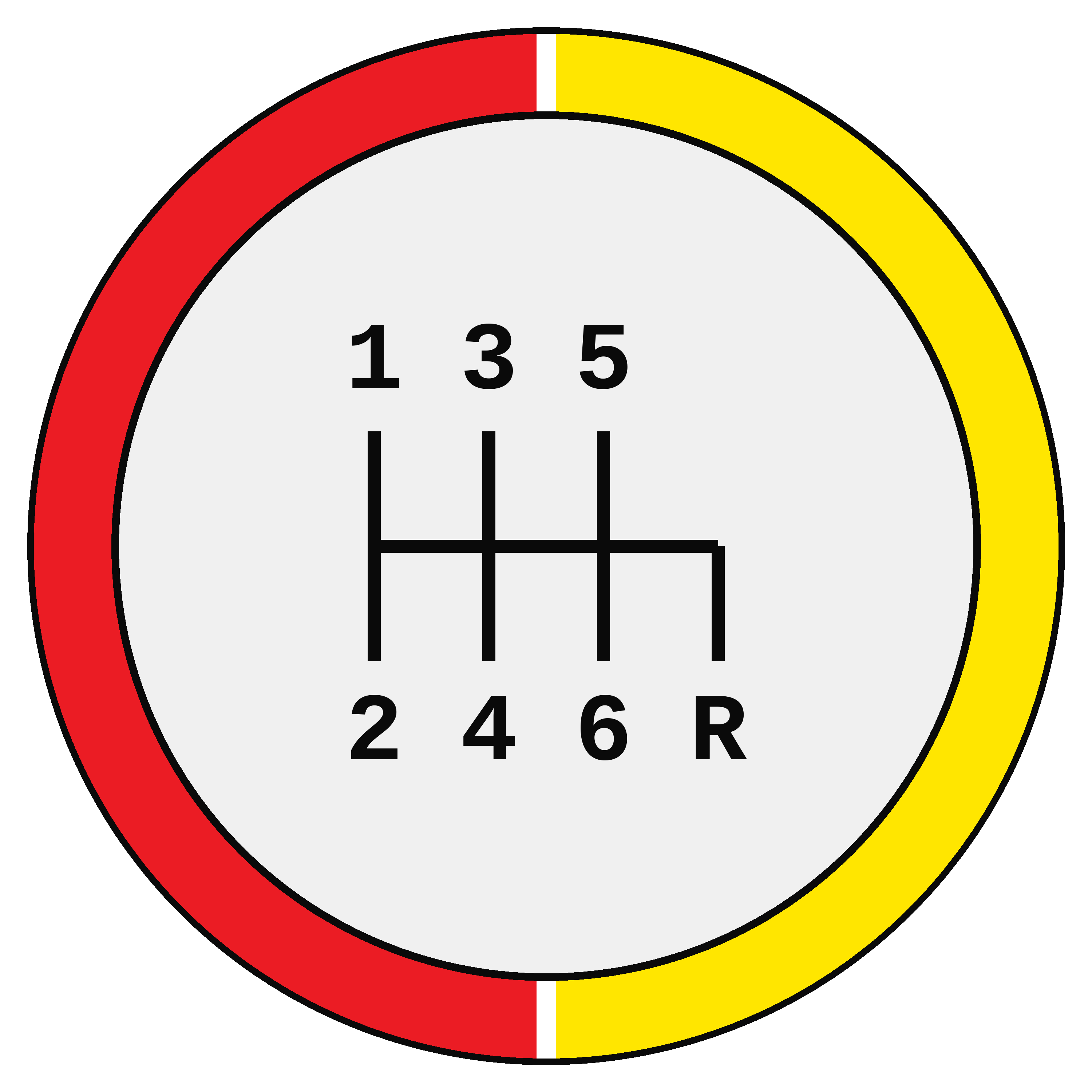 Keychain design: the circular 6-speed manual shift-pattern badge
