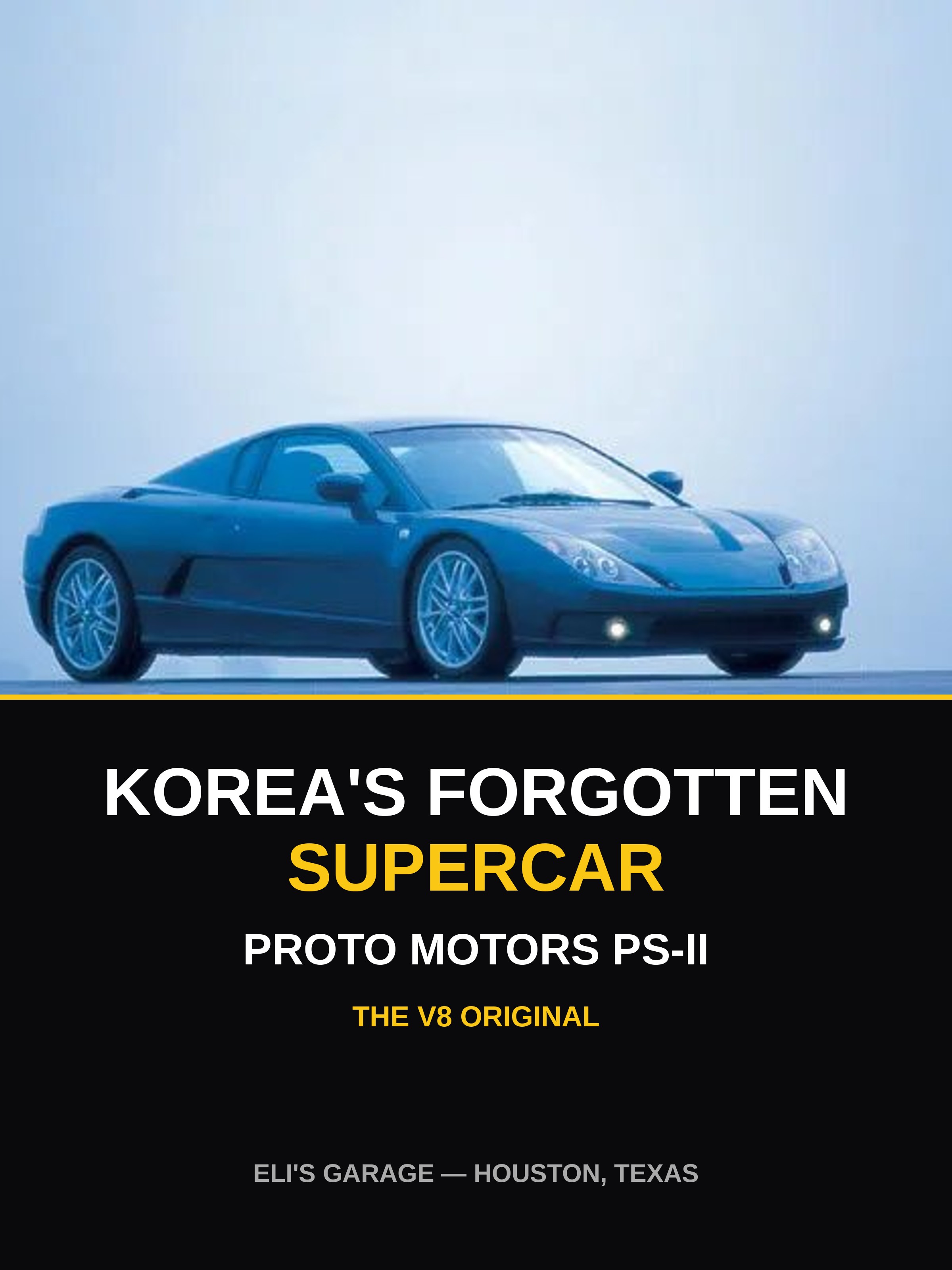 PS-II V8 Concept poster: the Proto Motors PS-II in blue